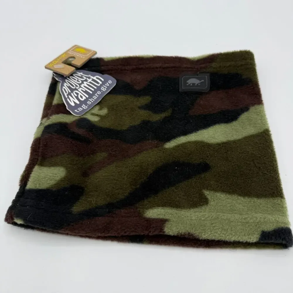 NWT Turtle Fur Kids Playful Prints Fleece Neck Warmer OS Green Camo Single Layer